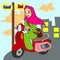 Hijab Lady Scooter Rider