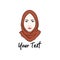 Hijab Logo. Young Lovely Muslim Girl Flat Design Logo Vector