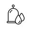 Hijama icon. Linear logo of wet cupping. Vacuum jar with blood drops. Black simple illustration of medical bleeding. Contour