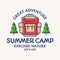 Hike and summer camp card color line style explore emblem