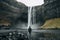 Hike to the famous Seljalandsfoss waterfall in Iceland, Wanderlust explorer discovering icelandic natural wonders, AI Generated