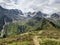 Hike to the Hauersee and Hauerkogel in the Otztal. Beautiful mountain panorama in the Austrian mountains. wanderlust