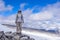 Hiker above the Grjotbreen glacier