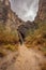 Hiker Along Trail to Santa Elana Canyon