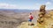 Hiker With Backpack Looking At Spectacular Mountain Landscape