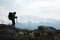 Hiker with backpack silhouette