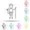 Hiker, boy multi color set icon. Simple thin line, outline of travel icons for ui and ux, website or mobile application