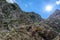 Hiker climbing in the mountain of Alps, Europe