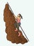 Hiker climbing mountain hiking cartoon graphic vector