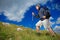 Hiker climbing a peak