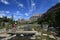 Hiker Crossing Creek in Yoho National Park