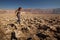 A hiker in Death Valley National Park, Geology, sand