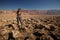 A hiker in Death Valley National Park, Geology, sand