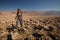 A hiker in Death Valley National Park, Geology, sand