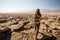 A hiker in Death Valley National Park, Geology, sand