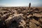 A hiker in Death Valley National Park, Geology, sand