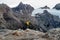 Hiker enjoy beautiful view of mountain landscape. Fitz Roy, Patagonia, Argentina