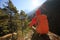 Hiker enjoy the view on sunrise himalaya mountains