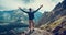 The hiker enjoys the panoramic view. The Tatras.