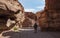 Hiker Exploring the Red Canyon in the Eilat Mountains in Israel