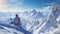 A hiker gazing at vast snow-covered mountains