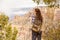 A hiker in the Grand Canyon National Park, South Rim, Arizona, USA