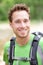 Hiker man portrait of outdoors hiking sporty guy