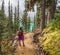 Hiker at Middle Joffre Lake