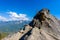 Hiker at Moro Rock. Hiking in Sequoia National Park, California, USA