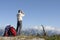 Hiker on mountain summit