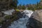 Hiker near the Waterfall Colorado Rockies