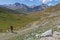 Hiker on the path to the famous pass de La Croix de Fer