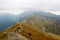 Hiker people walking in mountains