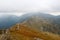 Hiker people walking in mountains