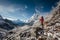 Hiker posing in Himalayas