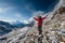 Hiker posing in Himalayas