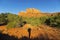 Hiker Silhouette Shadow and Cathedral Rock Sunset Landscape Sedona Arizona