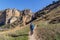 Hiker on a small path to Ronda, Andasusia