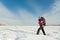 Hiker on the snow