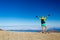 Hiker in Teide Mountain on Tenerife Island, Spain