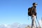 Hiker on top of Swiss alps