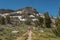 Hiker on trail at Carson Pass, CA