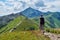 Hiker on the trail of Western Tatras