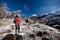 Hiker on the trek in Himalayas, Khumbu valley