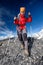 Hiker on the trek in Himalayas, Khumbu valley