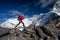 Hiker on the trek in Himalayas, Khumbu valley