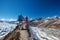 Hiker on the trek in Himalayas, Khumbu valley