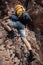 Hiker trekking in the mountains