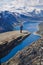 Hiker on Trolltunga, Norway