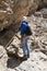 Hiker on via ferrata